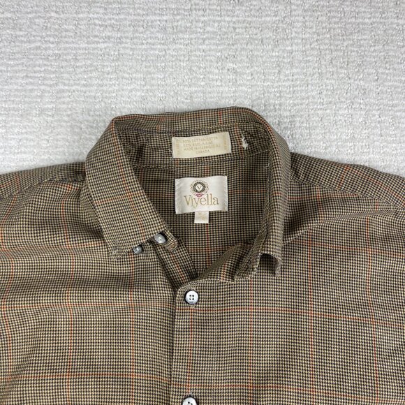 VTG Viyella Shirt Men M Golden Brown hoondstood Plaid Wool Flannel Canada Made - Picture 2 of 16